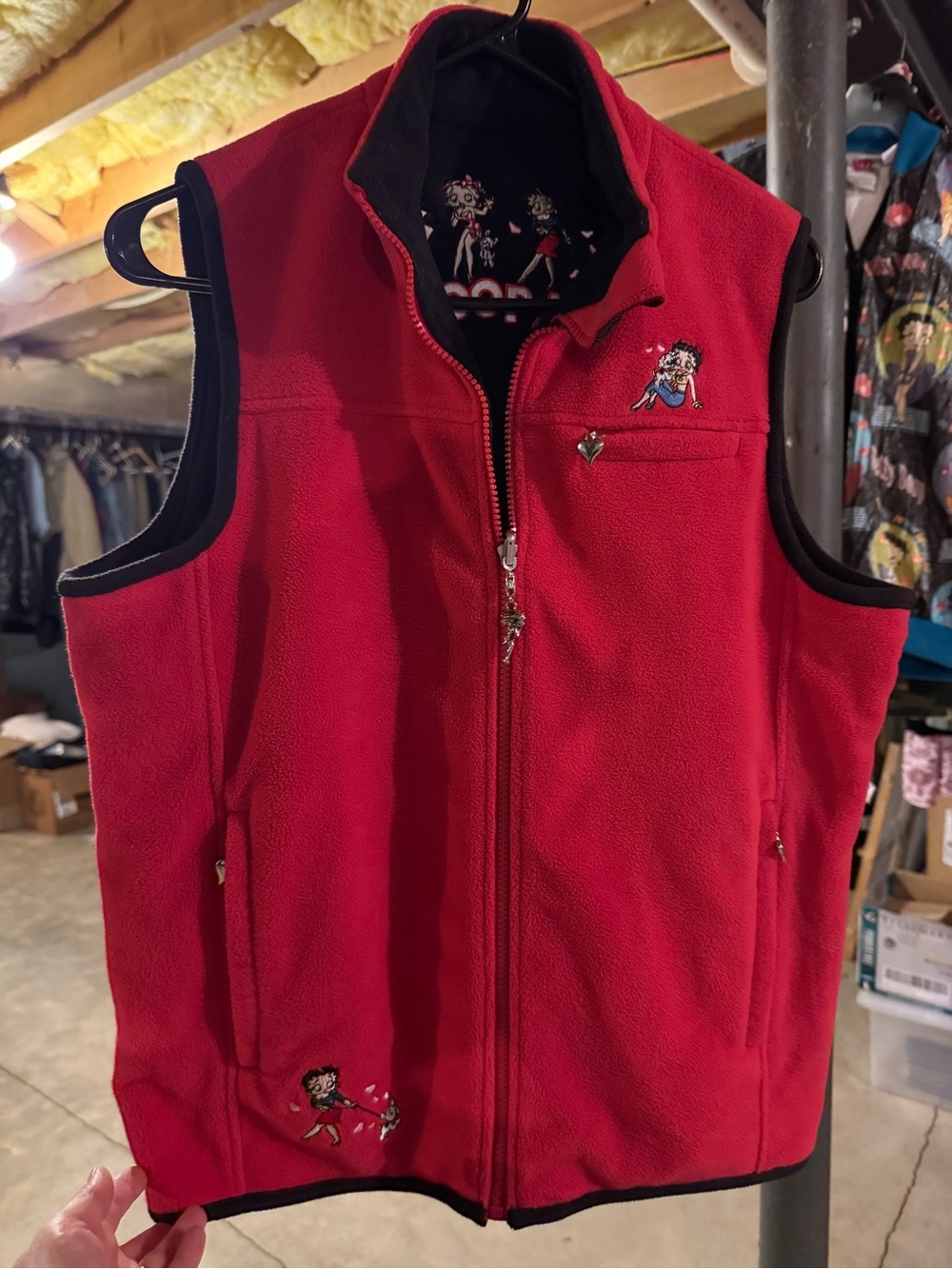 Red Fleece Vest -Betty Boop Vintage